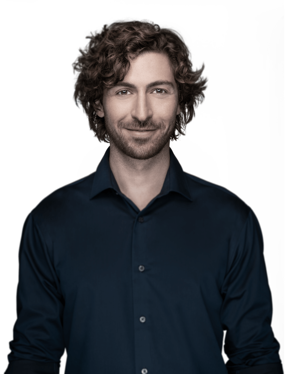 young professional man in blue button up shirt