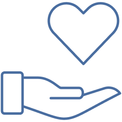 hand with heart icon
