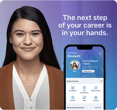 Headshot of a job seeker next to image of a smartphone with the My Manpower app and the phrase "The next step of your career is in your hands."